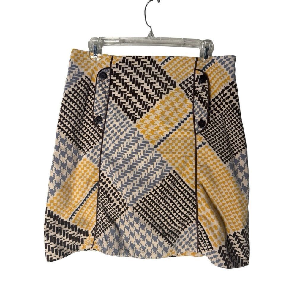 Anthropologie Maeve Women's Skirt Size 6 Fall Autumn Yellow Brown Velour Mini